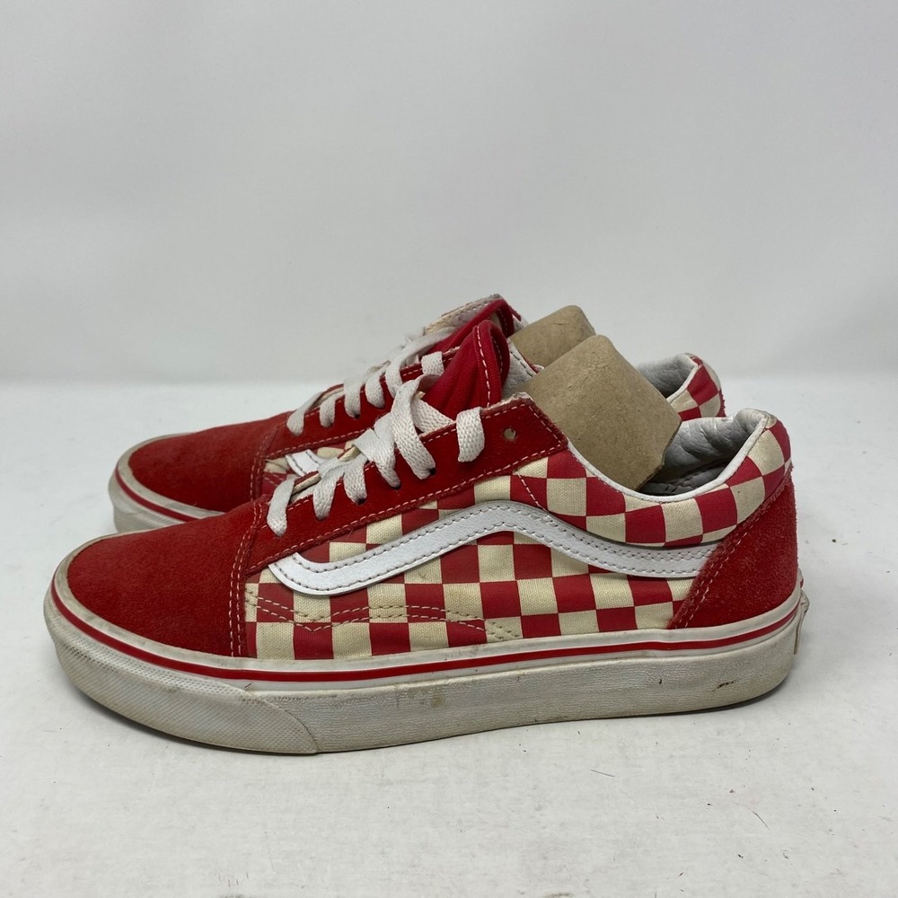 Vans Old Skool Red Checkerboard Skate Shoes Womens 7.5 Mens 6 500714 Athletic